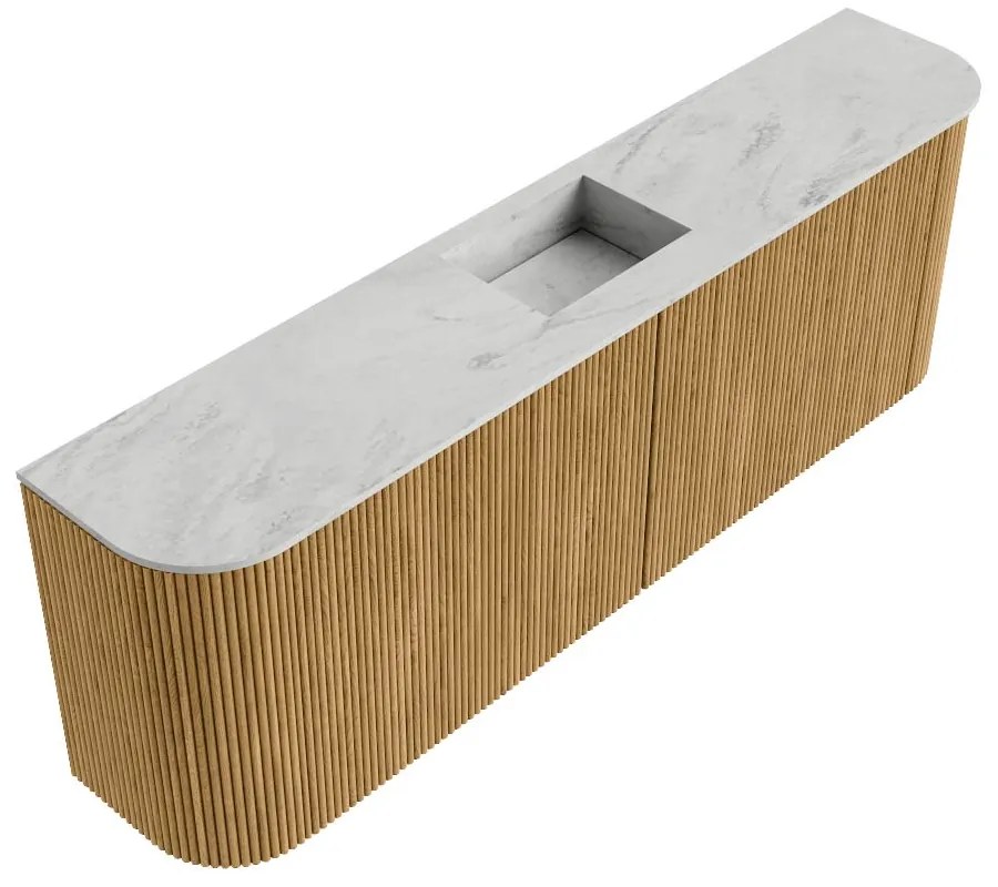 Mondiaz Joya DLux 125cm toiletmeubel ronding links/rechts oak met wastafel faye midden zonder kraangat opalo