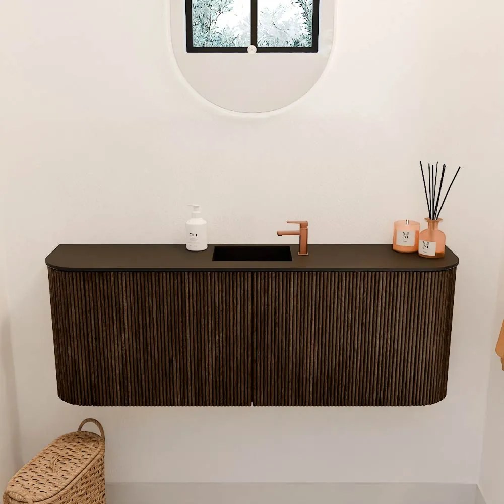 Mondiaz Joya 115cm toiletmeubel ronding links/rechts walnut met wastafel faye midden 1 kraangat urban