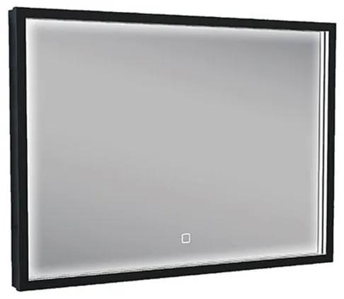 Wiesbaden Avi spiegel rechthoek met LED, dimbaar en spiegelverwarming 70 x 50 cm mat zwart 38.4190