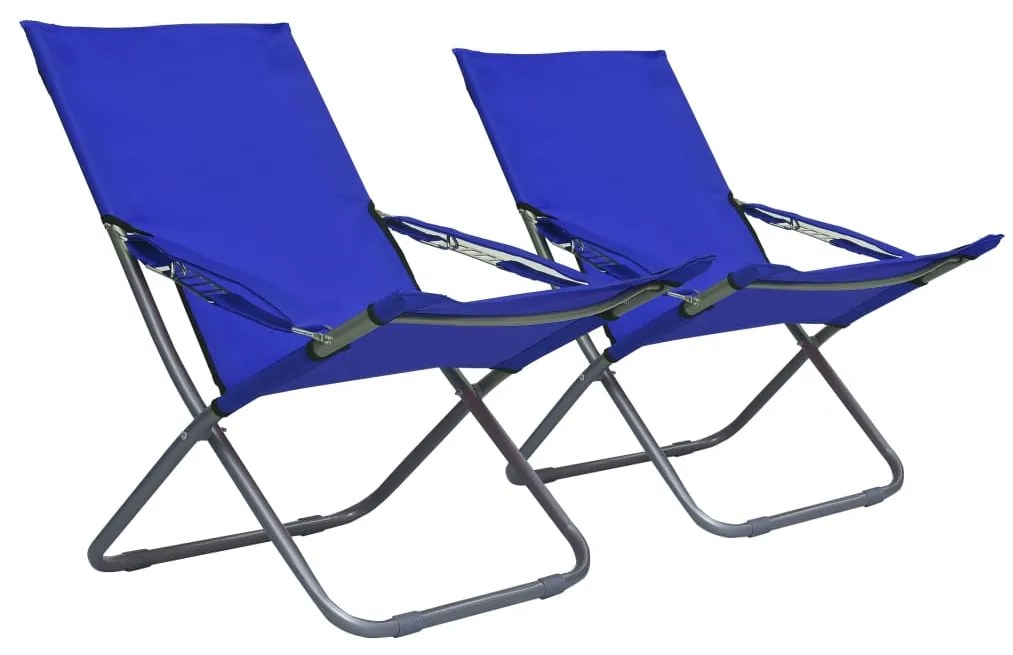 vidaXL Strandstoelen 2 st inklapbaar stof blauw