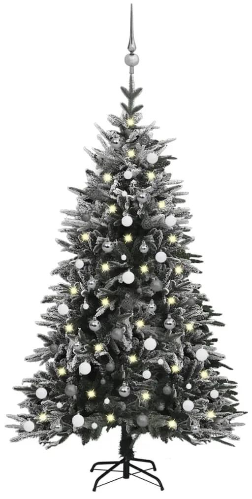 vidaXL Kunstkerstboom met LED's, kerstballen en sneeuw 180 cm PVC PE