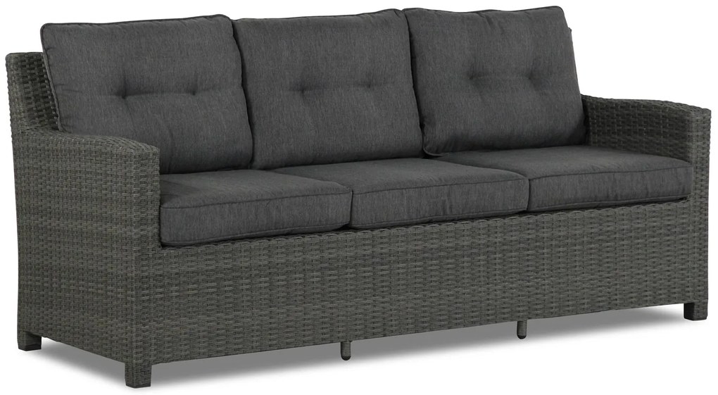 Lounge Tuinbank  3-zits + 2 x bijzettafel met kussen Wicker Grijs-antraciet Domani Furniture Luga lounge  + x bijzettafel met kussen