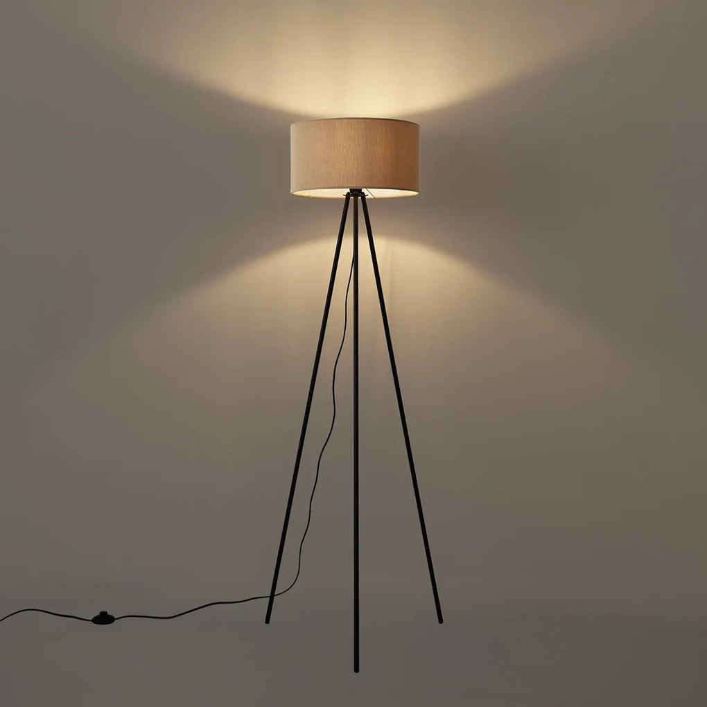 Moderne vloerlamp taupe met velours kap - Luz