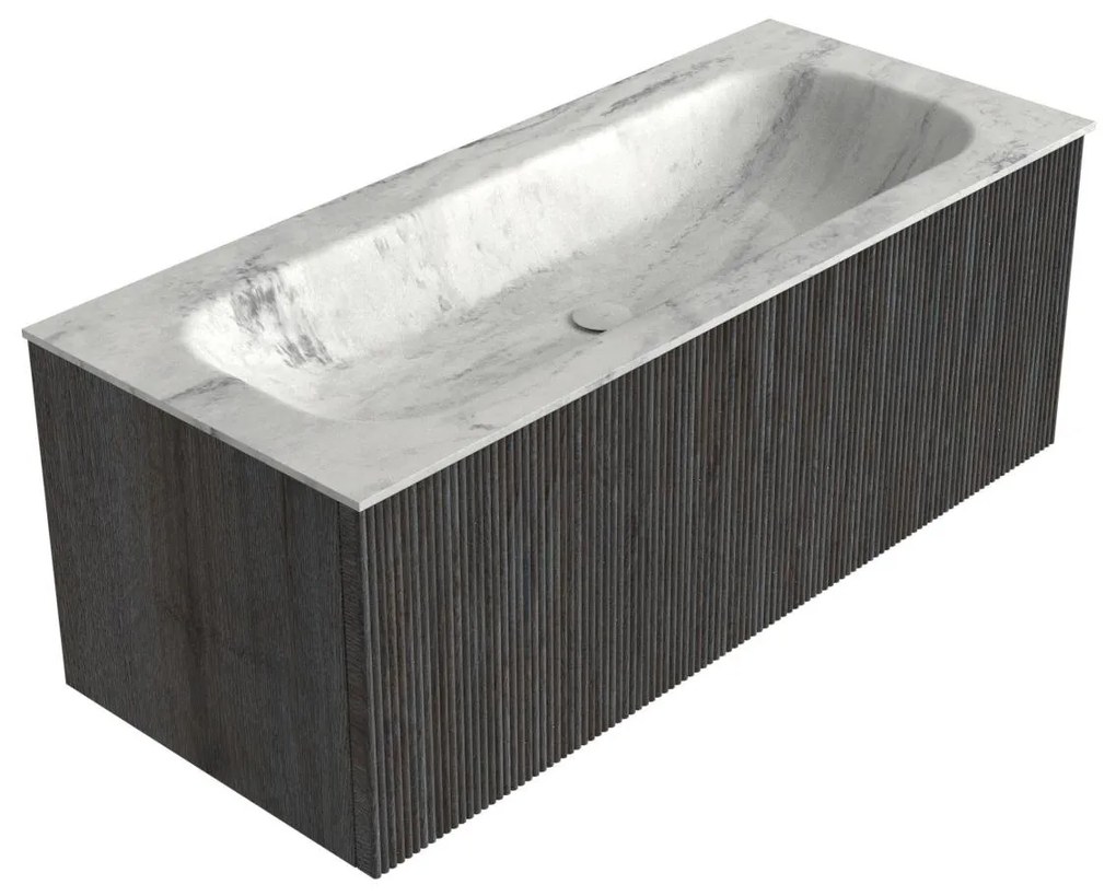 Mondiaz Kurve-dlux 110cm badmeubel shadow met 1 lade en wastafel big medium midden zonder kraangat opalo