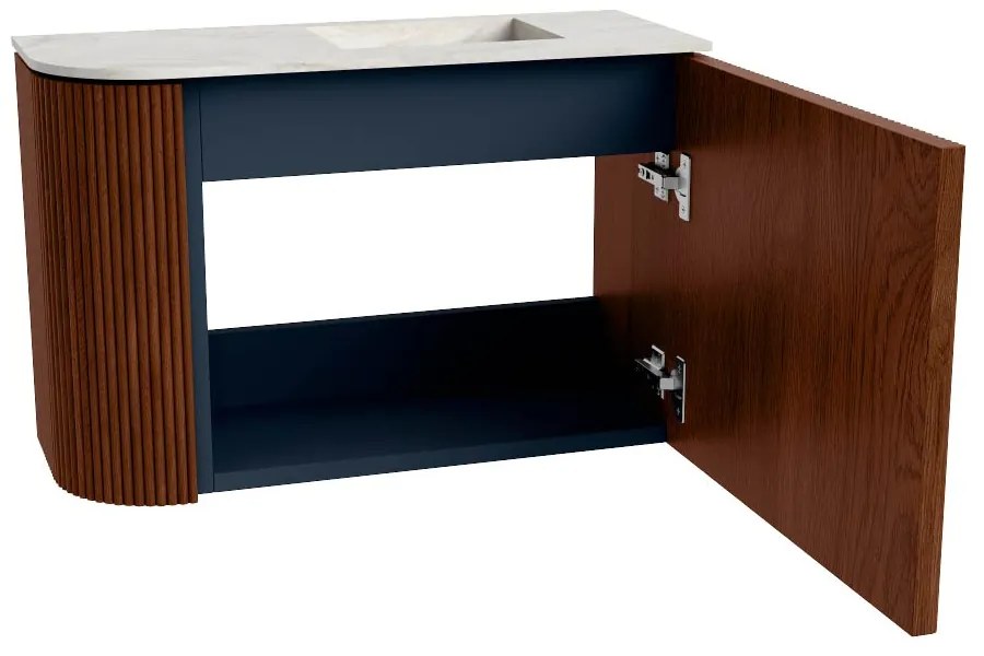 Mondiaz Joya DLux 60cm toiletmeubel ronding links ruby met wastafel faye rechts 1 kraangat ostra