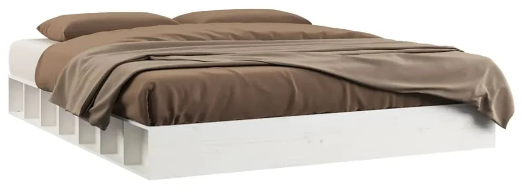 vidaXL Bedframe massief hout wit 150x200 cm 5FT King Size