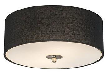 Stoffen Landelijke plafondlamp zwart 30 cm - Drum Jute Landelijk / Rustiek, Modern E27 cilinder / rond rond Binnenverlichting Lamp