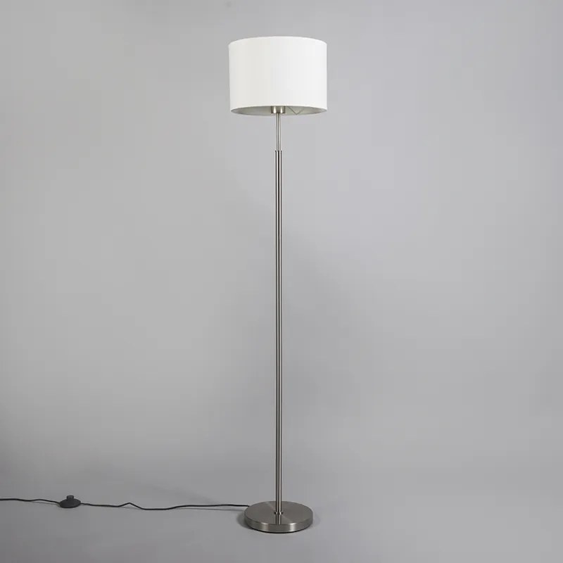 Moderne vloerlamp staal met witte kap - VT
