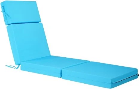 VEVOR Ligstoelkussens, 1830x533x98 mm, Waterbestendig en kleurvast, Ligstoelkussens met strikken, Dikke Ligstoelkussens voor Zwembad, Zeeblauw