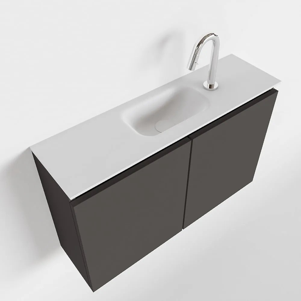 Mondiaz Ture 80cm toiletmeubel dark grey met wastafel talc midden 1 kraangat