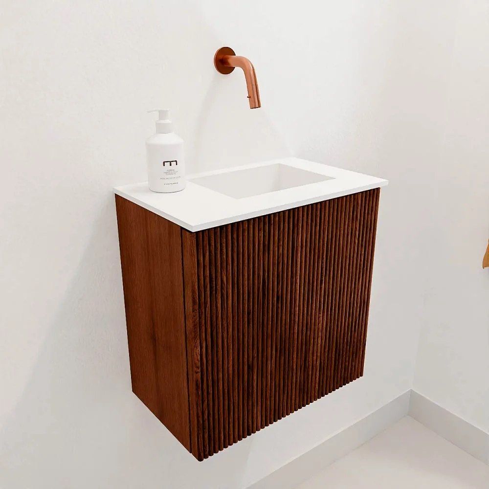 Mondiaz Joya 40cm toiletmeubel ruby met wastafel faye rechts zonder kraangat talc