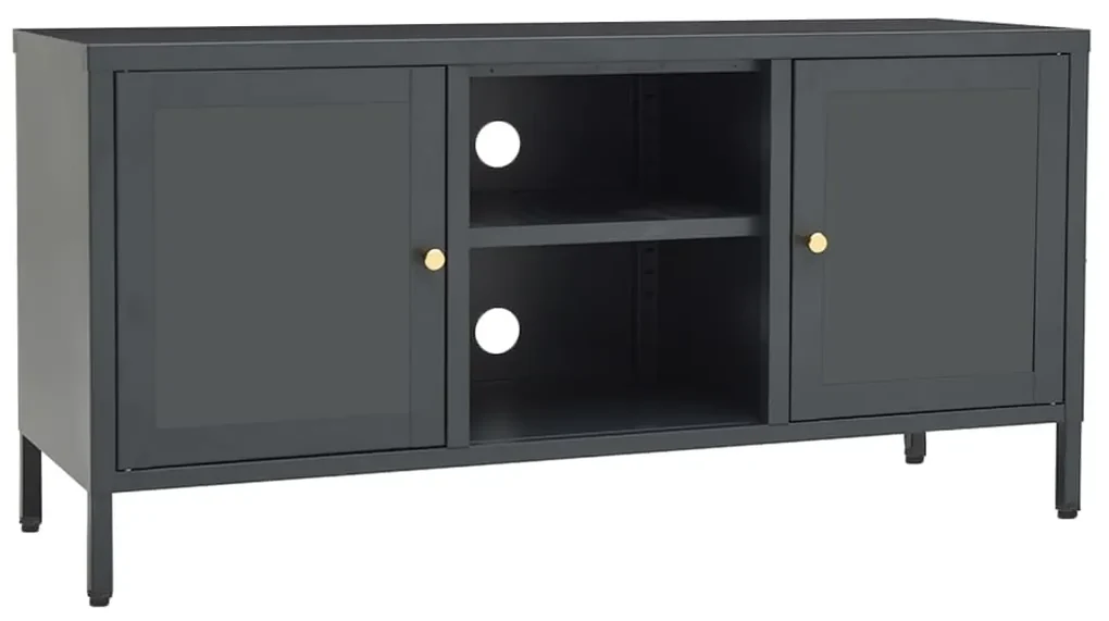 vidaXL Tv-meubel 105x35x52 cm staal en glas antracietkleurig