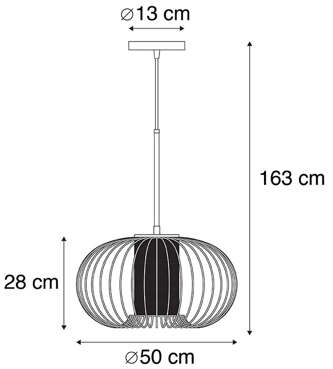Design hanglamp goud met zwart 50 cm - Marnie Design E27 rond Binnenverlichting Lamp