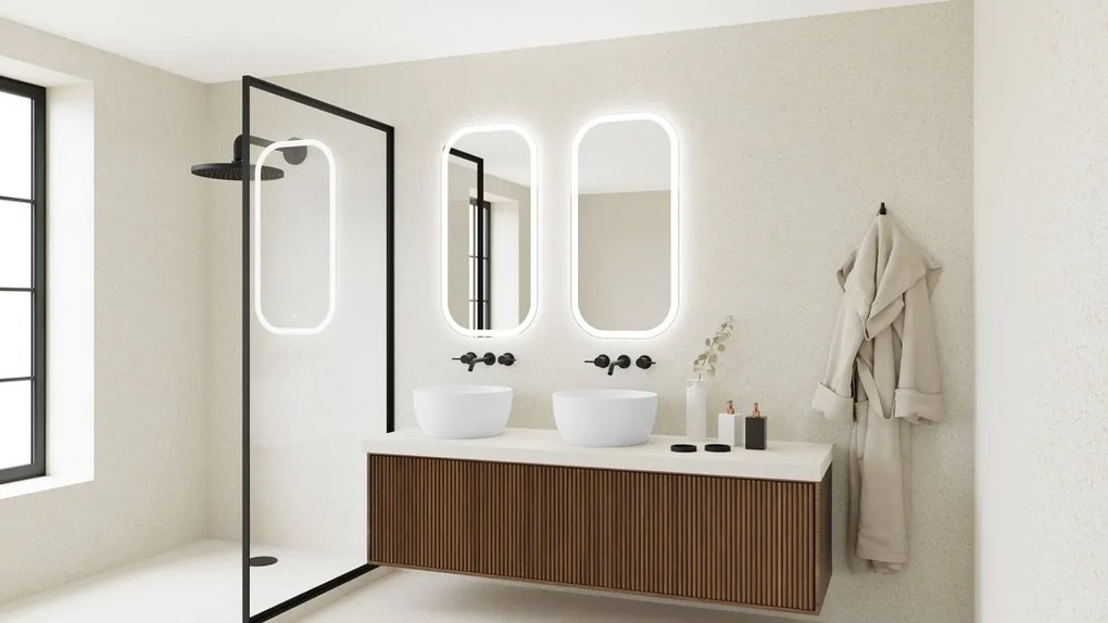 Sapho Manor spiegel met afgeronde hoeken en led verlichting 50x100cm