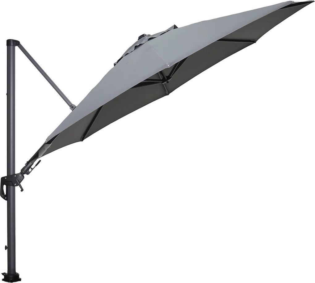 Garden Impressions Hawaii zweefparasol Ø350 cm - frame carbon black - licht grijs doek