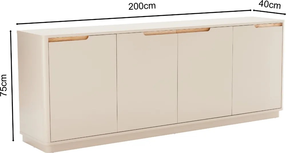 Mat Dressoir Grijsbeige 200 Cm - 200x40x75cm.