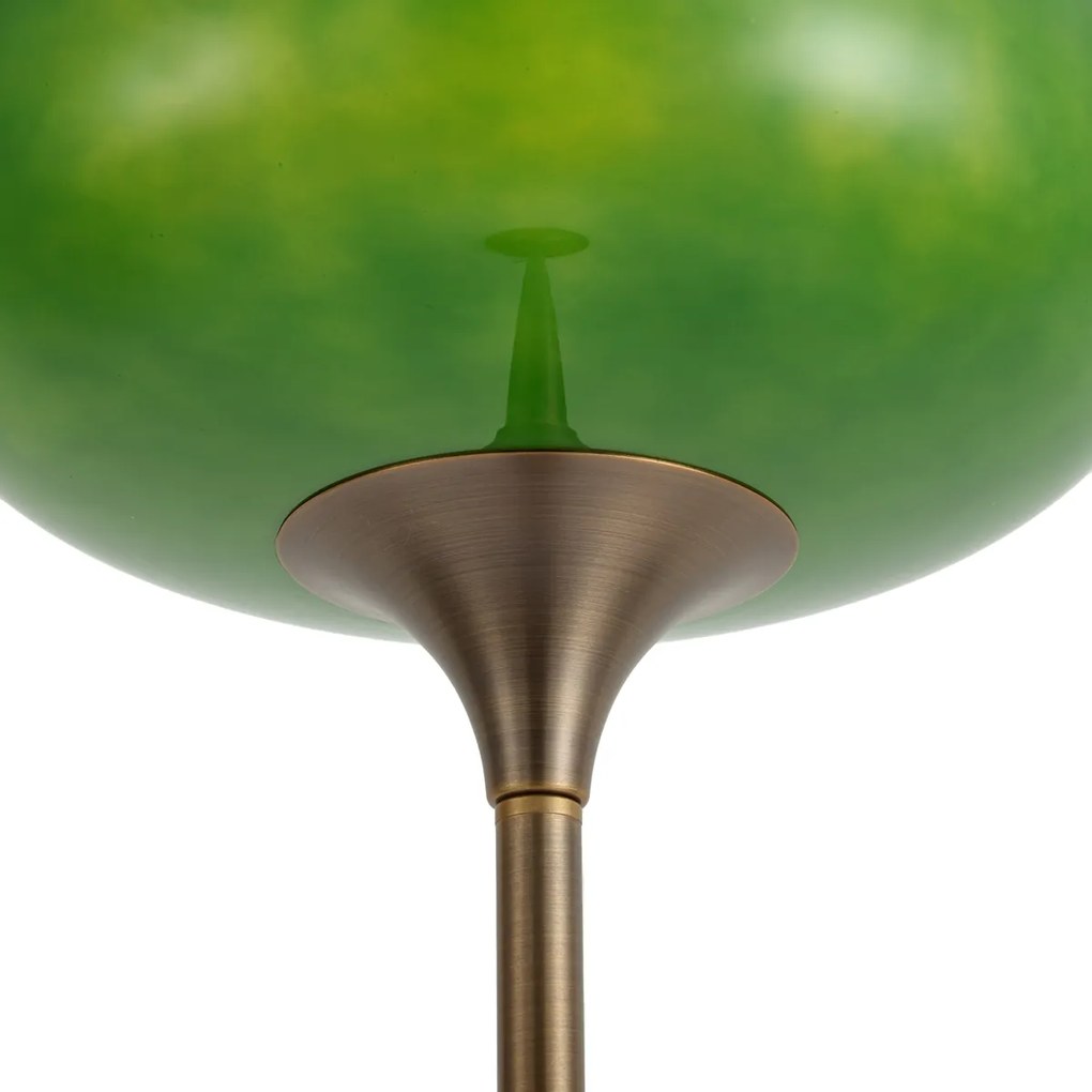 Retro vloerlamp donker brons met groene glazen kap 150cm - Glaze