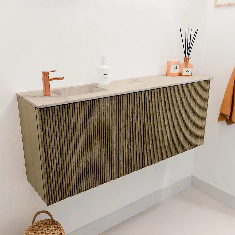 Mondiaz Joya DLux 100cm toiletmeubel dusk met wastafel faye links 1 kraangat frappe