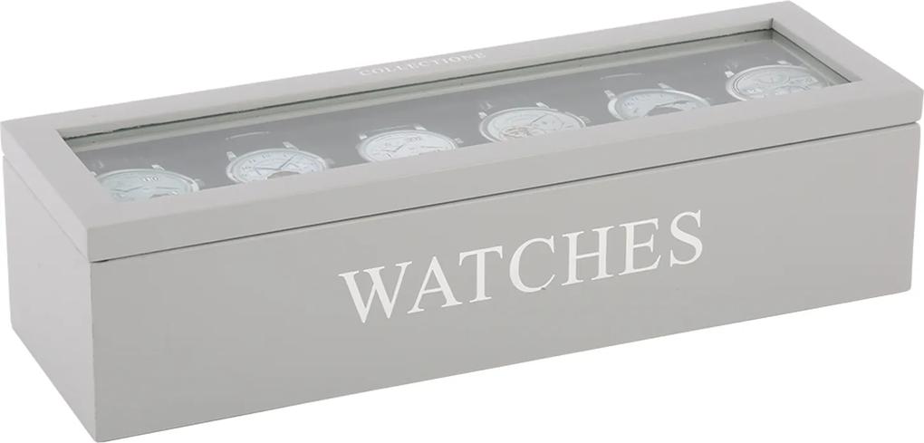 Horloge doos 6 vaks Avantgarde grijs met zilveren letters