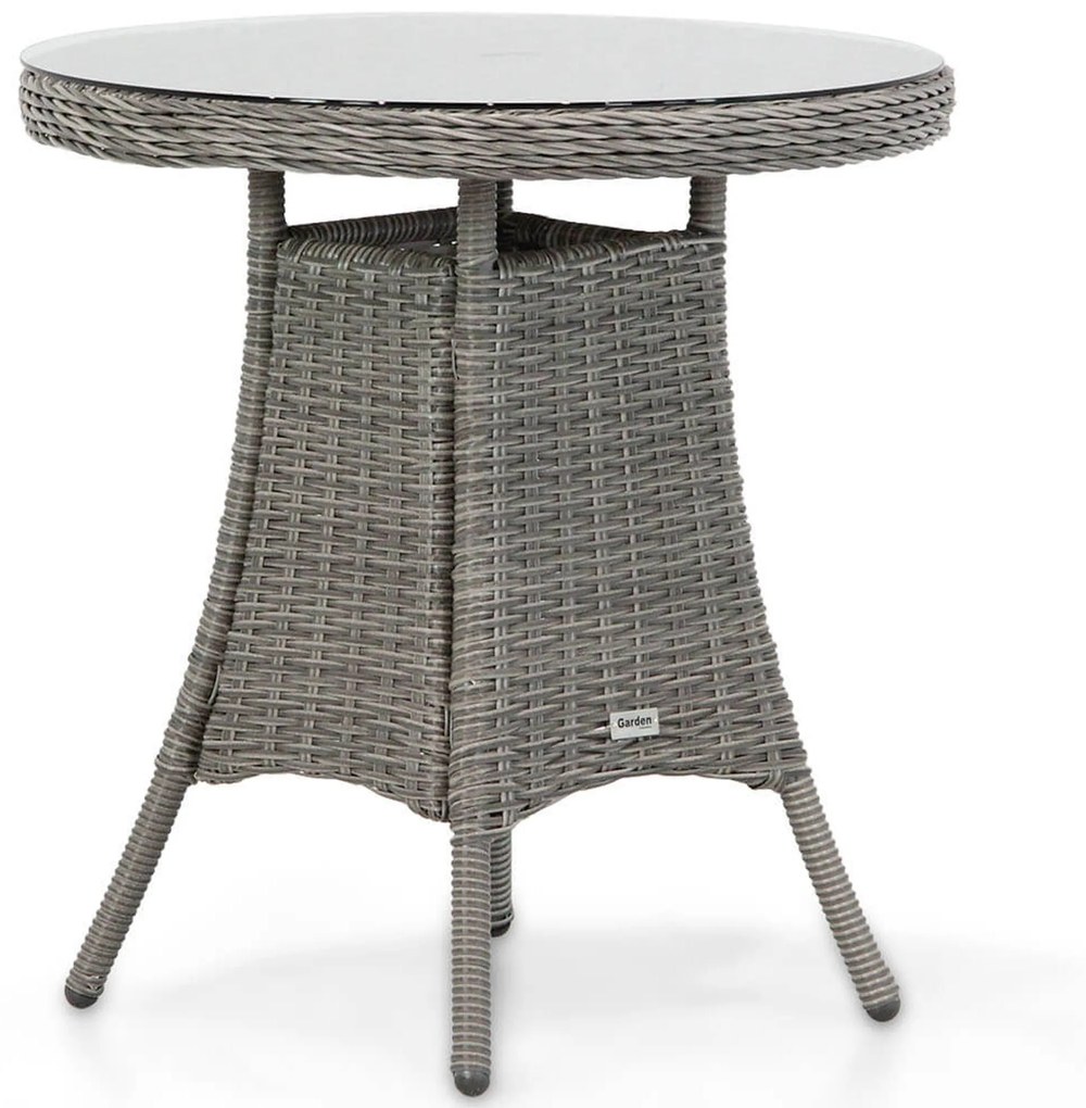 Tuinset Ronde Tuintafel 2 personen 70 cm Wicker Grijs Garden Collections Dublin/Bolton