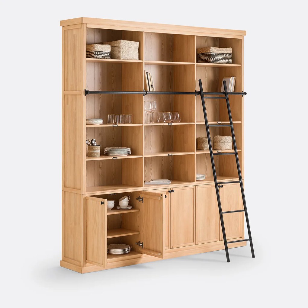 Boekenkast in grenen met ladder, Dario