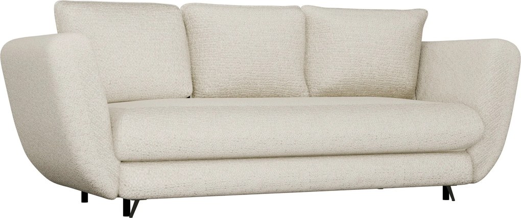 Slaapbank Mandeville 354, Aanwezig, Beige, Zwart, 99x248x104cm, 92 kg, Poten: Metaal