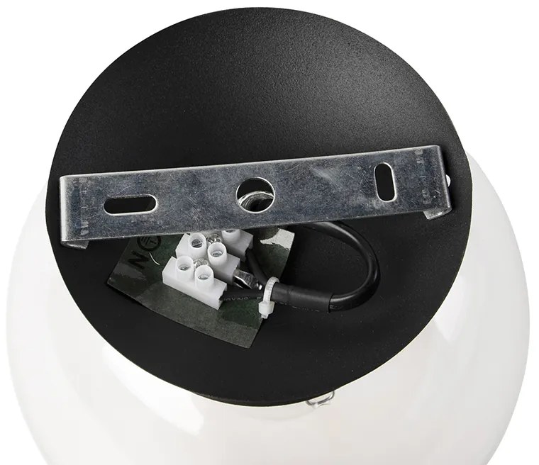 Art deco plafondlamp zwart met helder glas - Pallon