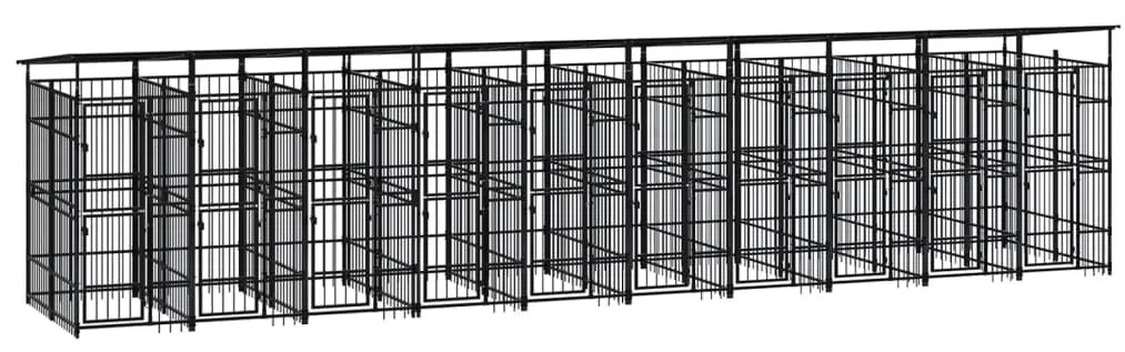 vidaXL Hondenkennel met dak 18,43 m² staal