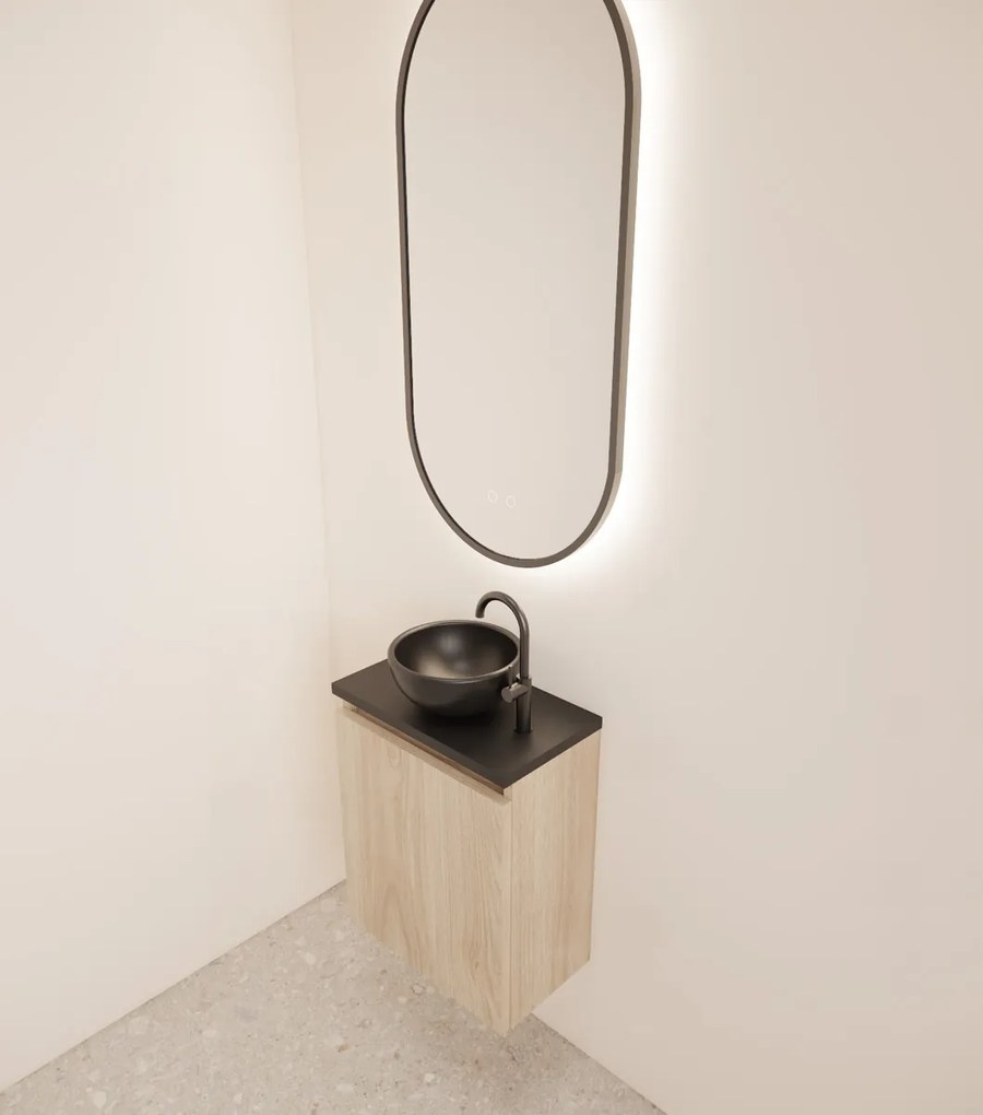 Gliss Design Echo toiletmeubel 40cm kastanje met toppaneel zwart mat