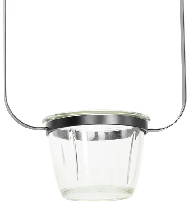 Moderne hanglamp zwart met glas rechthoekig - Roslini