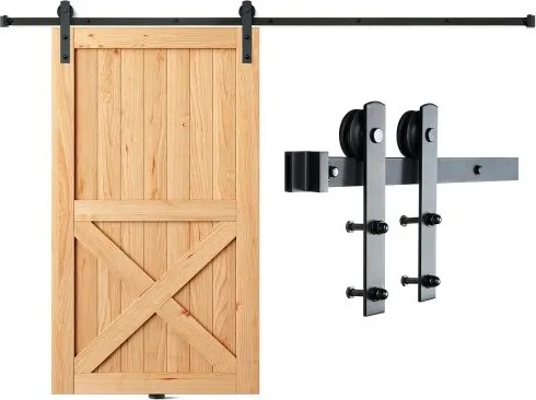 VEVOR 244cm schuifdeurbeslag I-vormig schuifdeursysteem met 2-delige rails Draagvermogen van 150 kg Looprail Ideaal voor schuifdeuren met een deurdikte van 32-45 mm en een deurbreedte van 1,12-1,32 m