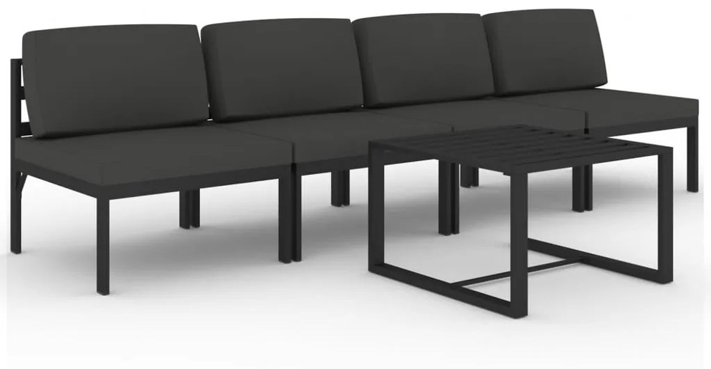 vidaXL 5-delige Loungeset met kussens aluminium antracietkleurig