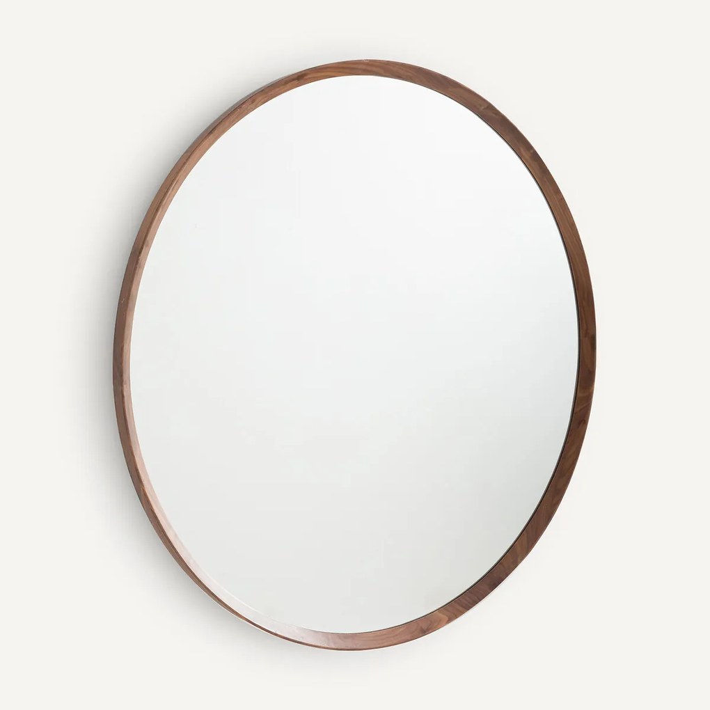 Ronde spiegel van massief notenhout, diameter 100 cm, Orion