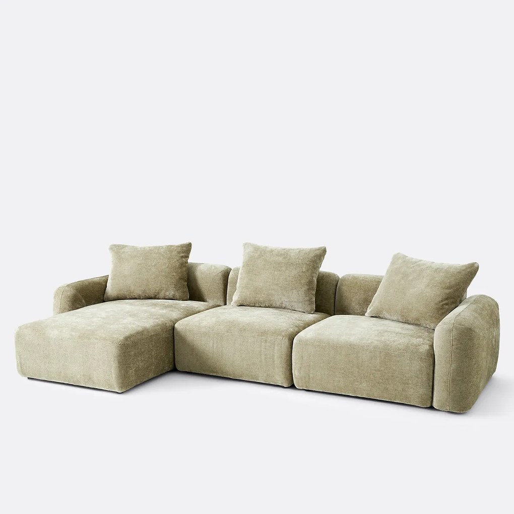 3-zits links modulaire hoekbank in jacquard chenille, AMAD