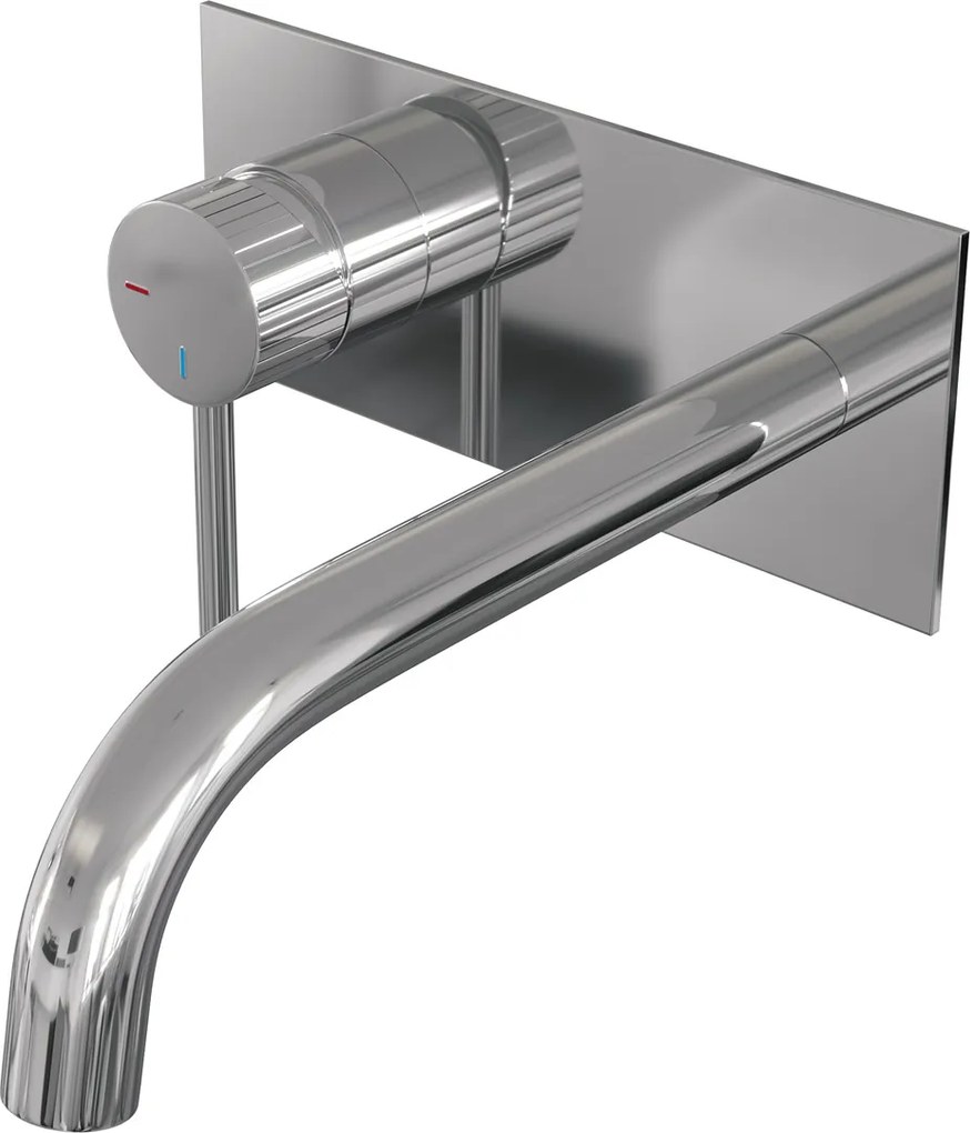 Brauer Stripe inbouw wastafelkraan ColdStart met gebogen uitloop en afdekplaat model A2 chroom