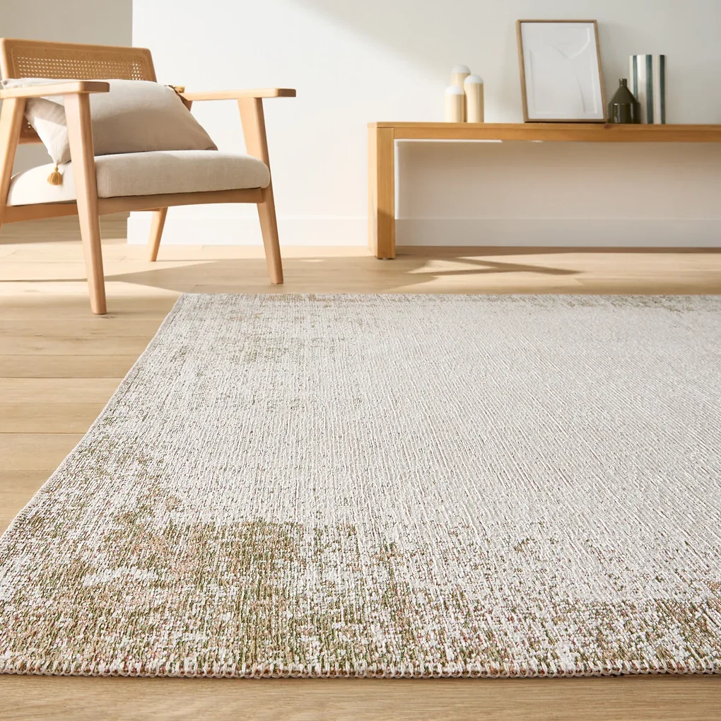Plat geweven vloerkleed met gebruikt effect, Inoka