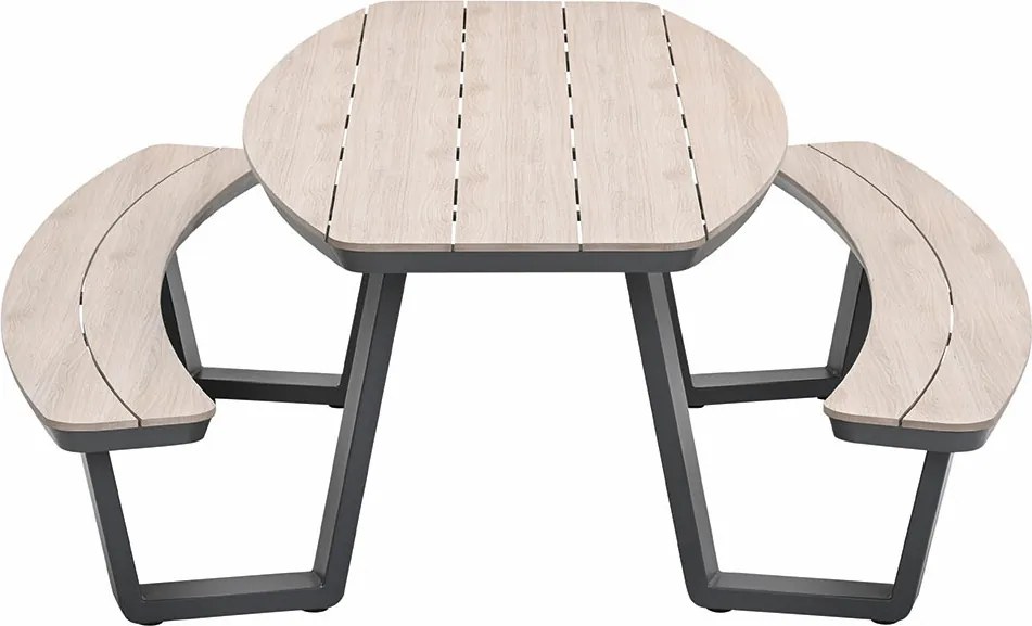 Garden Impressions Sarria picknick set ovaal 220 x 193 - donker grijs