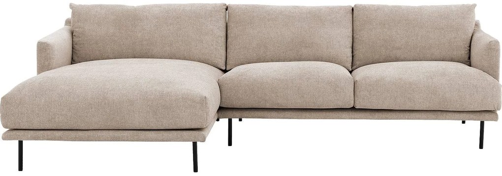 Goossens Bank Luxor Stof beige, stof, 2,5-zits, modern design met chaise longue links