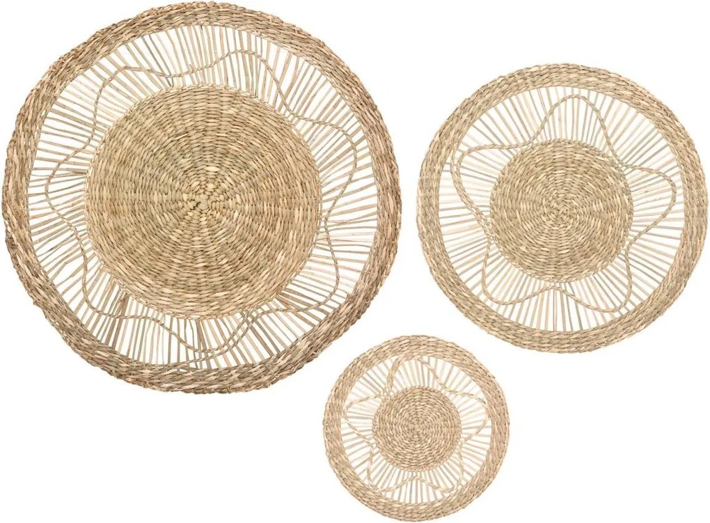 Atmosphera set van 3 Muurdecoraties van Riet - Beige Lin
