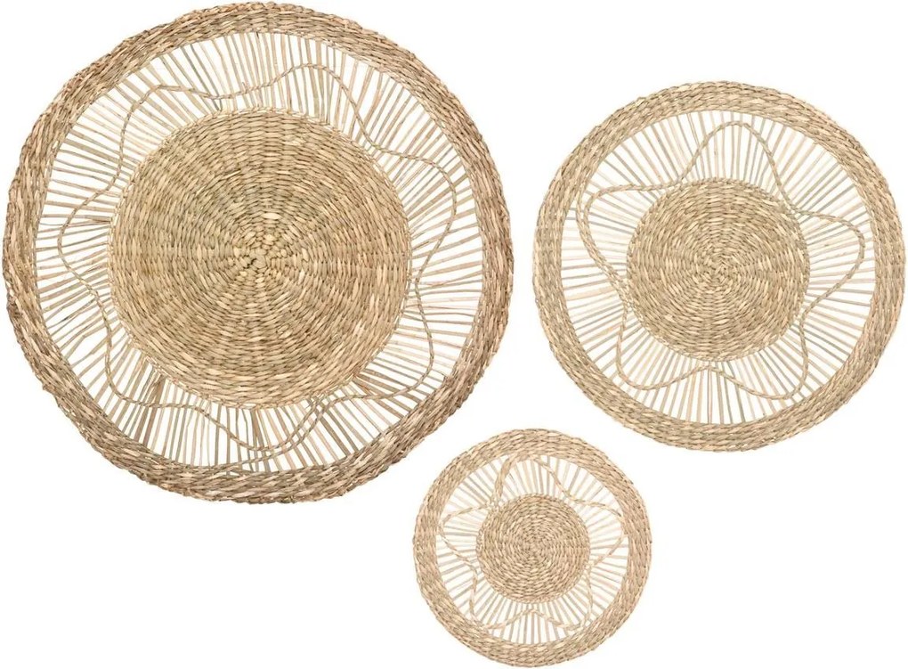 Atmosphera Wanddecoratie Riet - Set van 3 - Beige Lin - Ø 18/28/38 cm