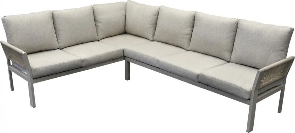 Saigon hoek loungeset 4 delig latte zand rope aluminium