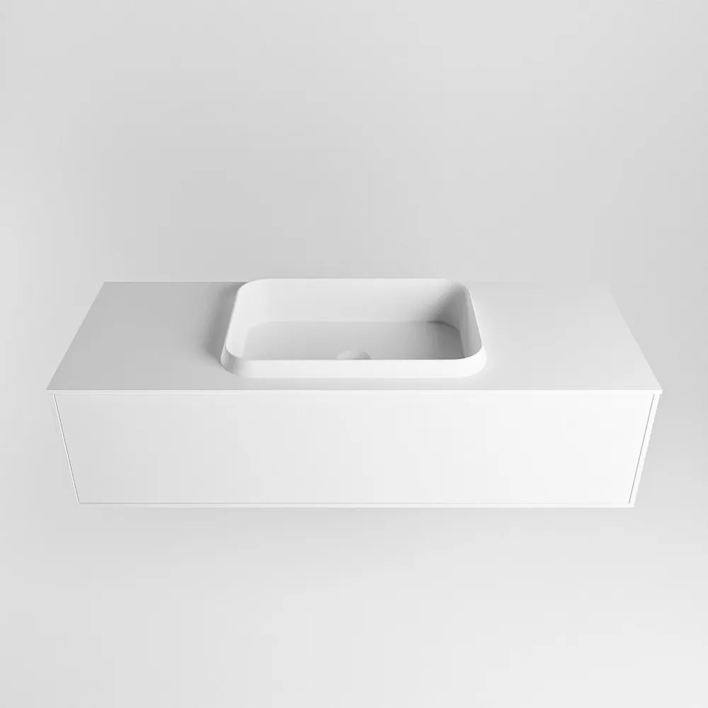 Mondiaz Erin 120cm badmeubel Talc met 1 lade en witte wastafel midden 1 kraangat
