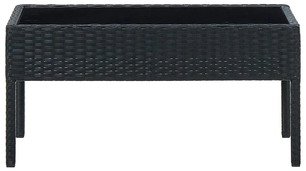 vidaXL Tuintafel 75x40x37 cm poly rattan zwart
