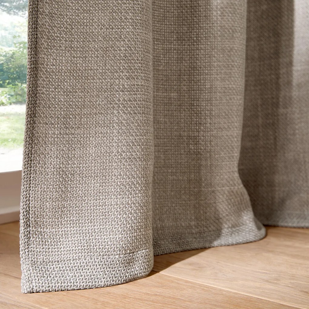 Filterend gordijn, gevlochten effect, met gerimpelde bies en golf, Montego