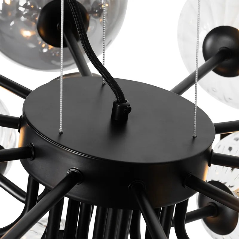 Hanglamp zwart met smoke en helder glas 13-lichts - Bonnie