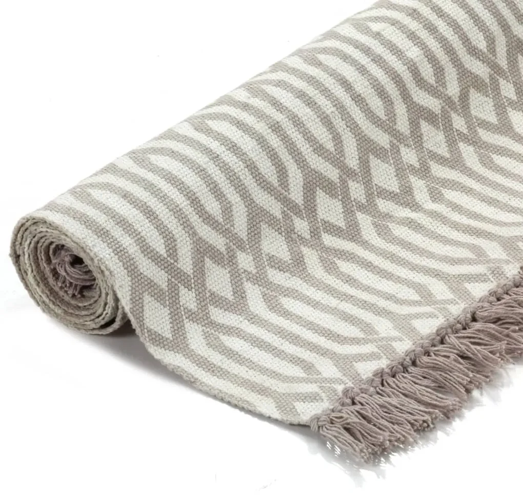 vidaXL Kelim vloerkleed met patroon 160x230 cm katoen taupe
