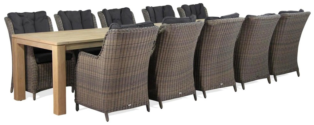 Tuinset 10 personen 400 cm Wicker Taupe Garden Collections Buckingham/Brighton