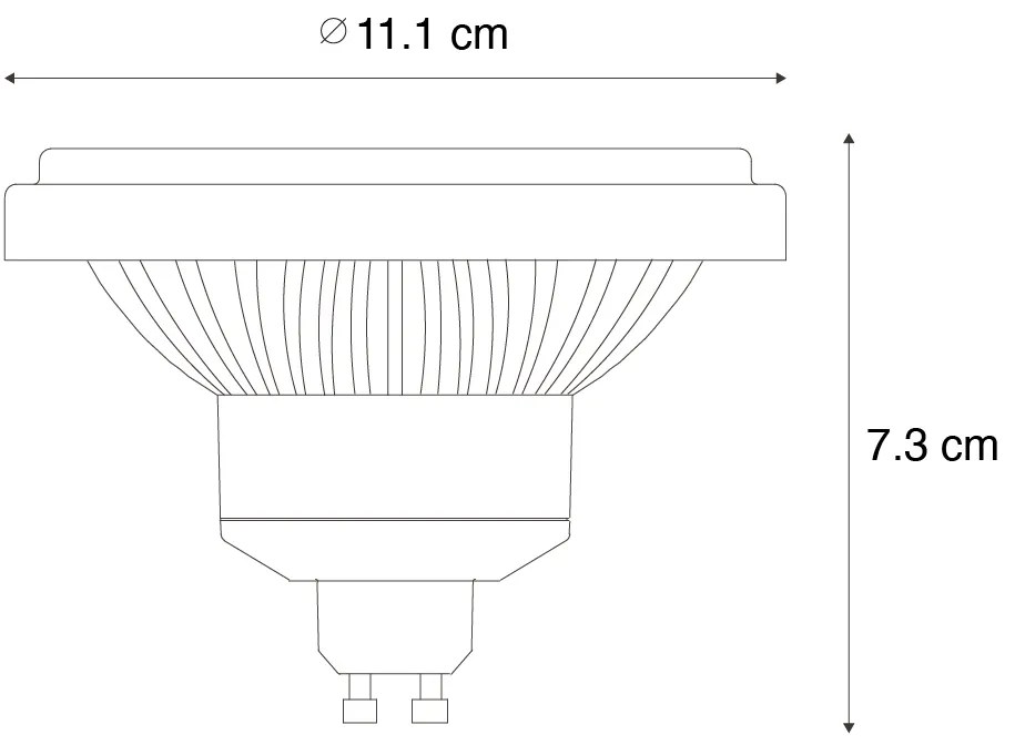 Set van 5 GU10 3-staps dimbaar LED lamp 111mm 10,5W 770 lm 3000K