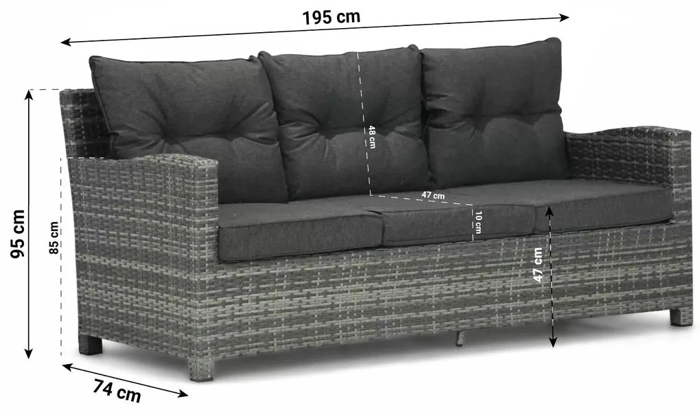 Stoel en Bank Loungeset 5 personen/6 personen/7 personen Wicker Grijs  Domani Furniture Beluga