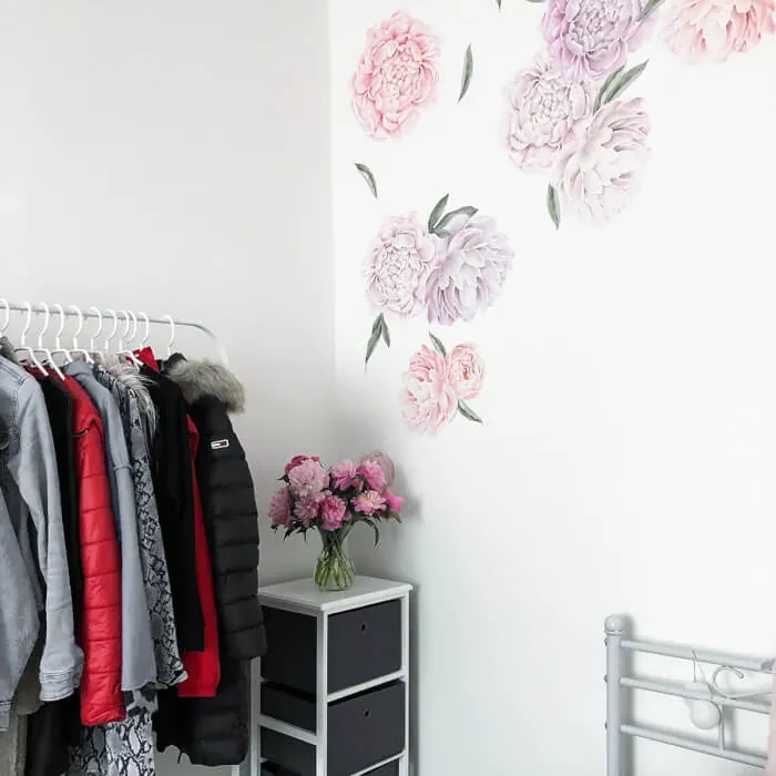 INSPIO Muursticker - Zelfklevend bloemenbehang lichte Pioenrozen